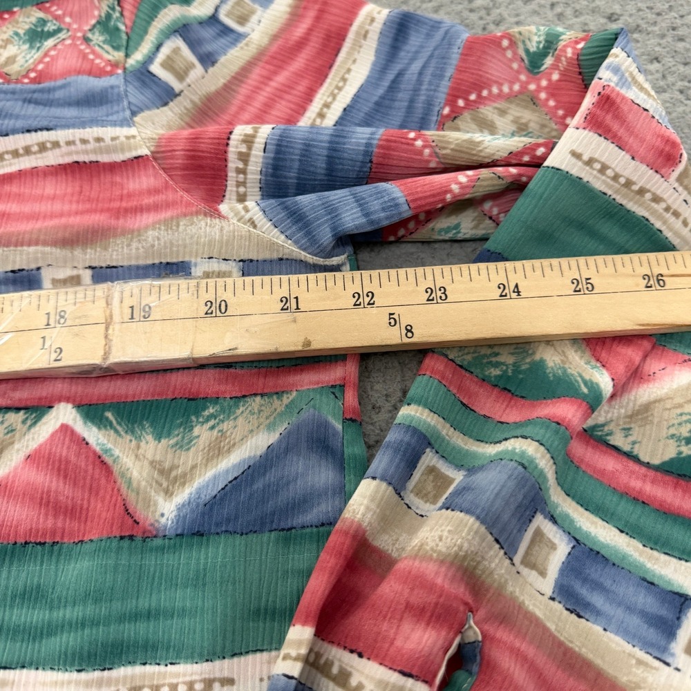 Alfred Dunner Shirt 12 Women Pink Blue Southwestern Geometric Button Up 90s - Picture 8 of 11